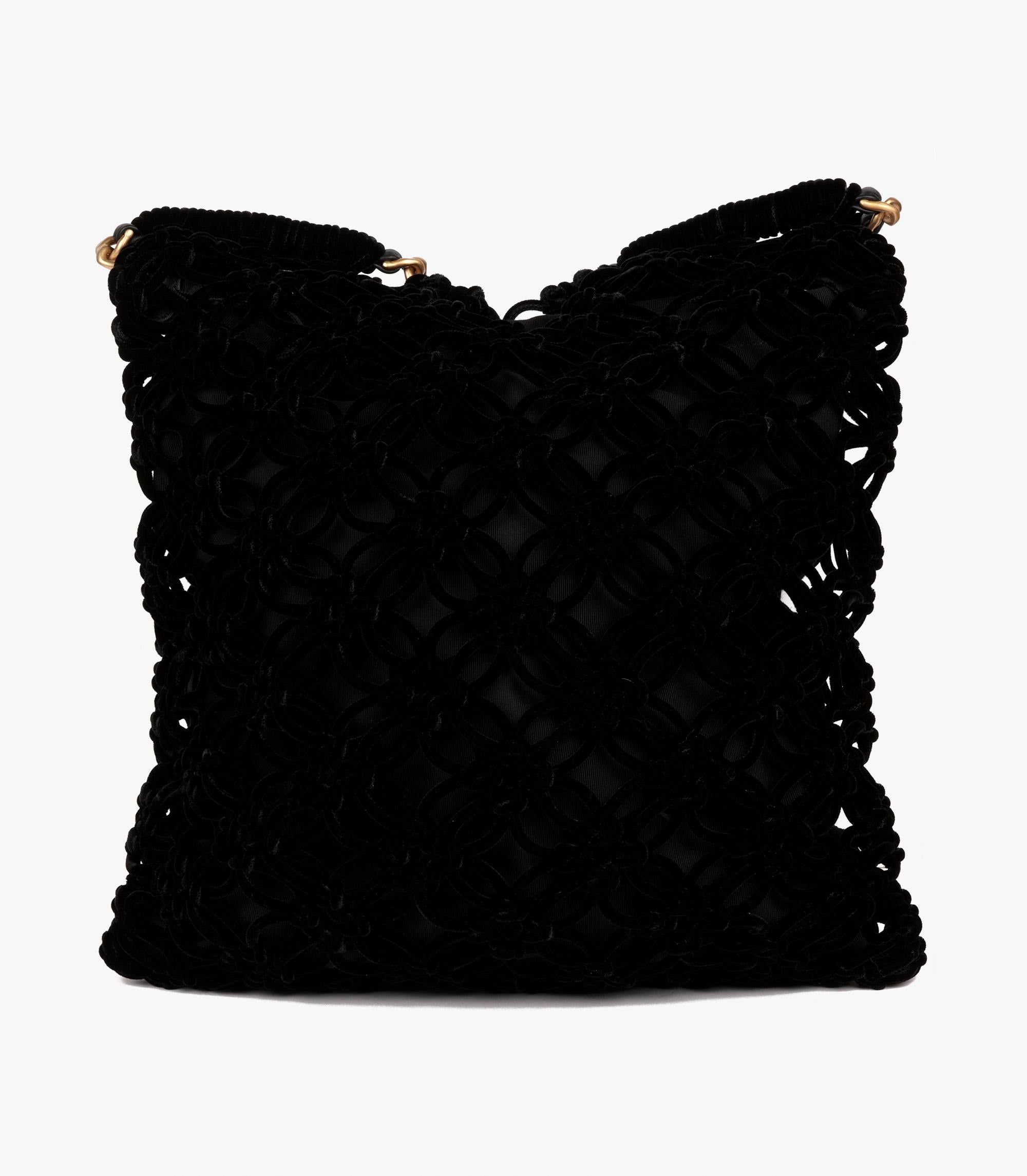 Chanel Black Braided Velvet & Gold Metallic Lambskin Shopping Tote For Sale 2