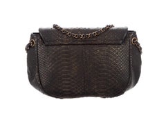 Chanel Black Bronze Snakeskin Exotic Half Moon Small Shoulder Flap Bag