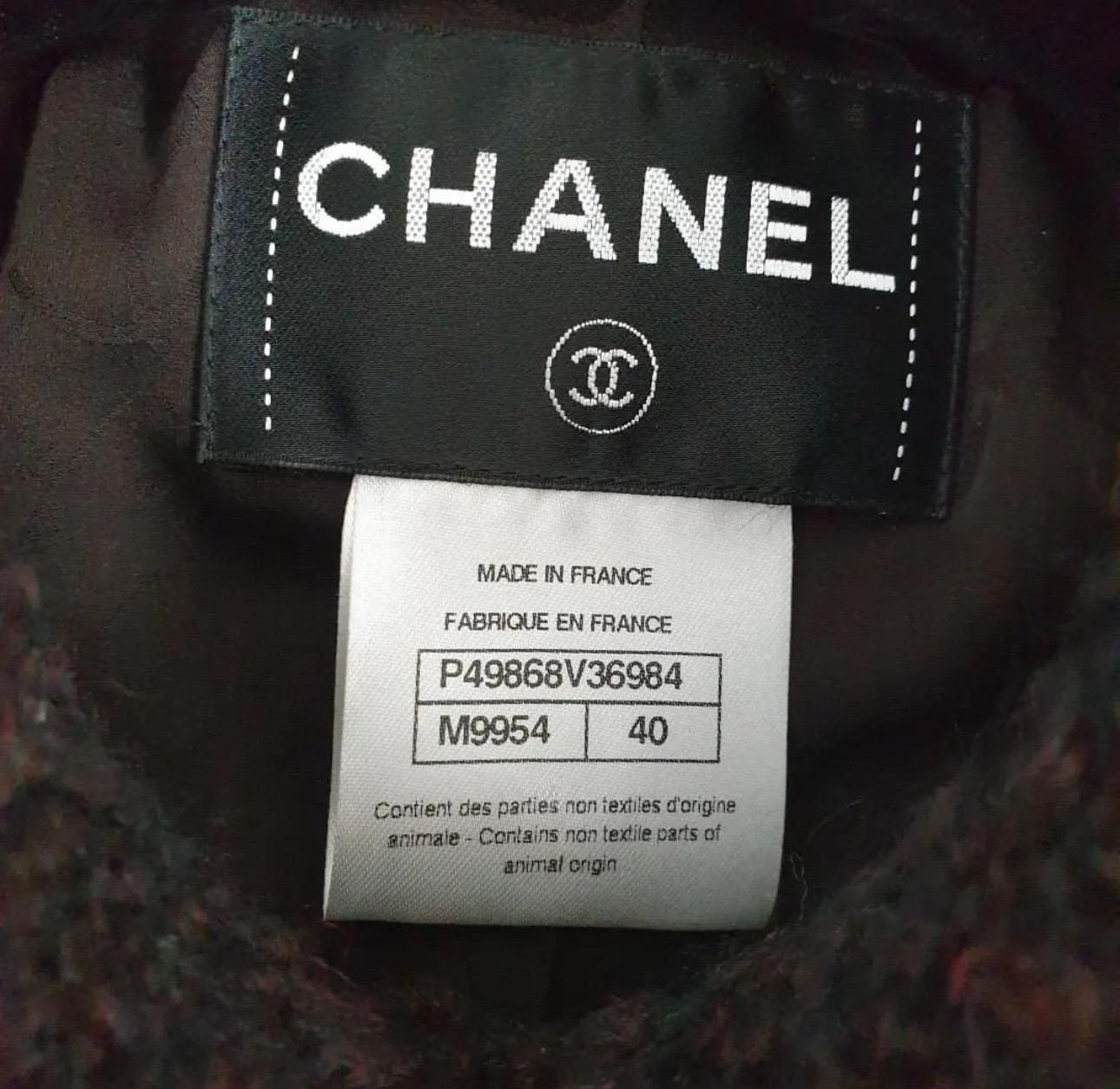 Chanel Black Broun Bouckle Jacket Skirt Suit Set In Excellent Condition For Sale In Krakow, PL