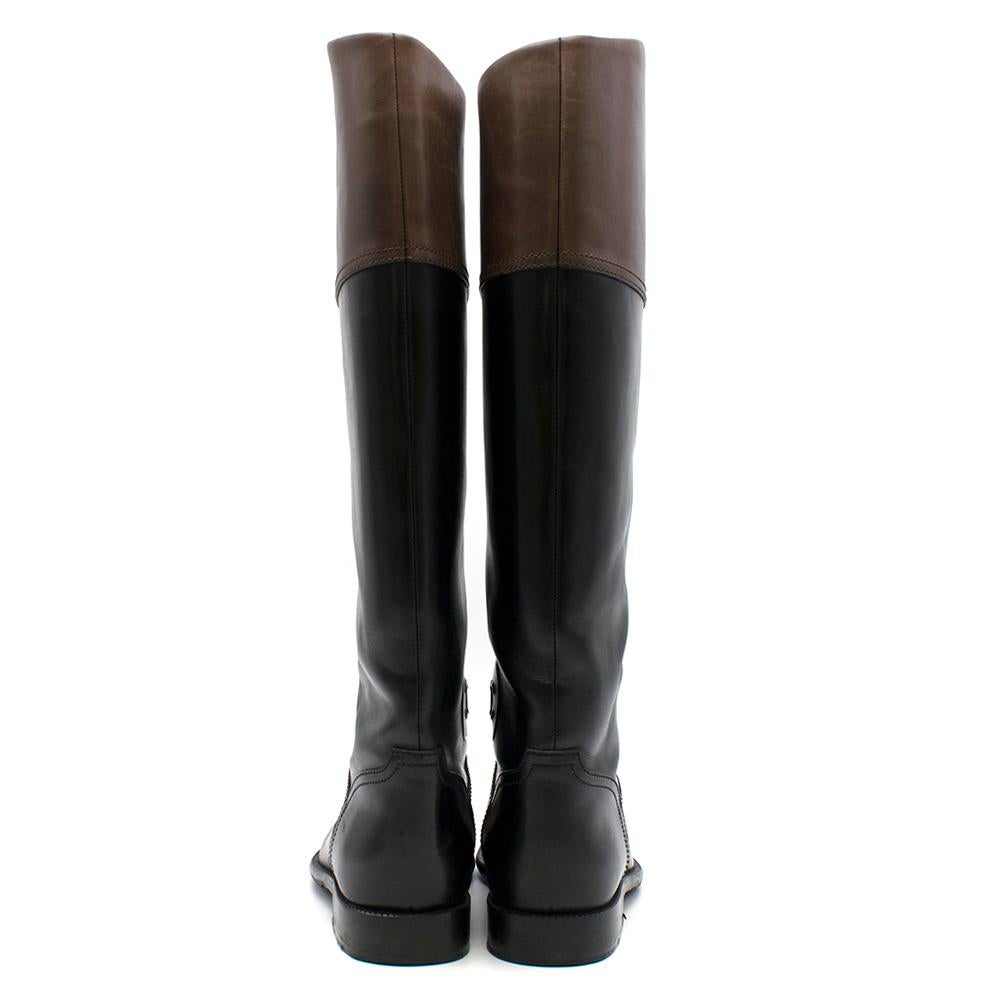 Chanel Black & Brown Leather Knee High Boots SIZE EU 38 3