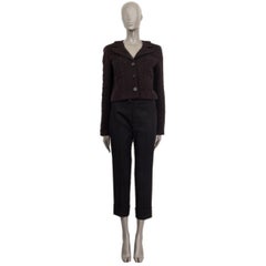 CHANEL schwarz & braun Wolle KNIT Blazer Jacke 38 S