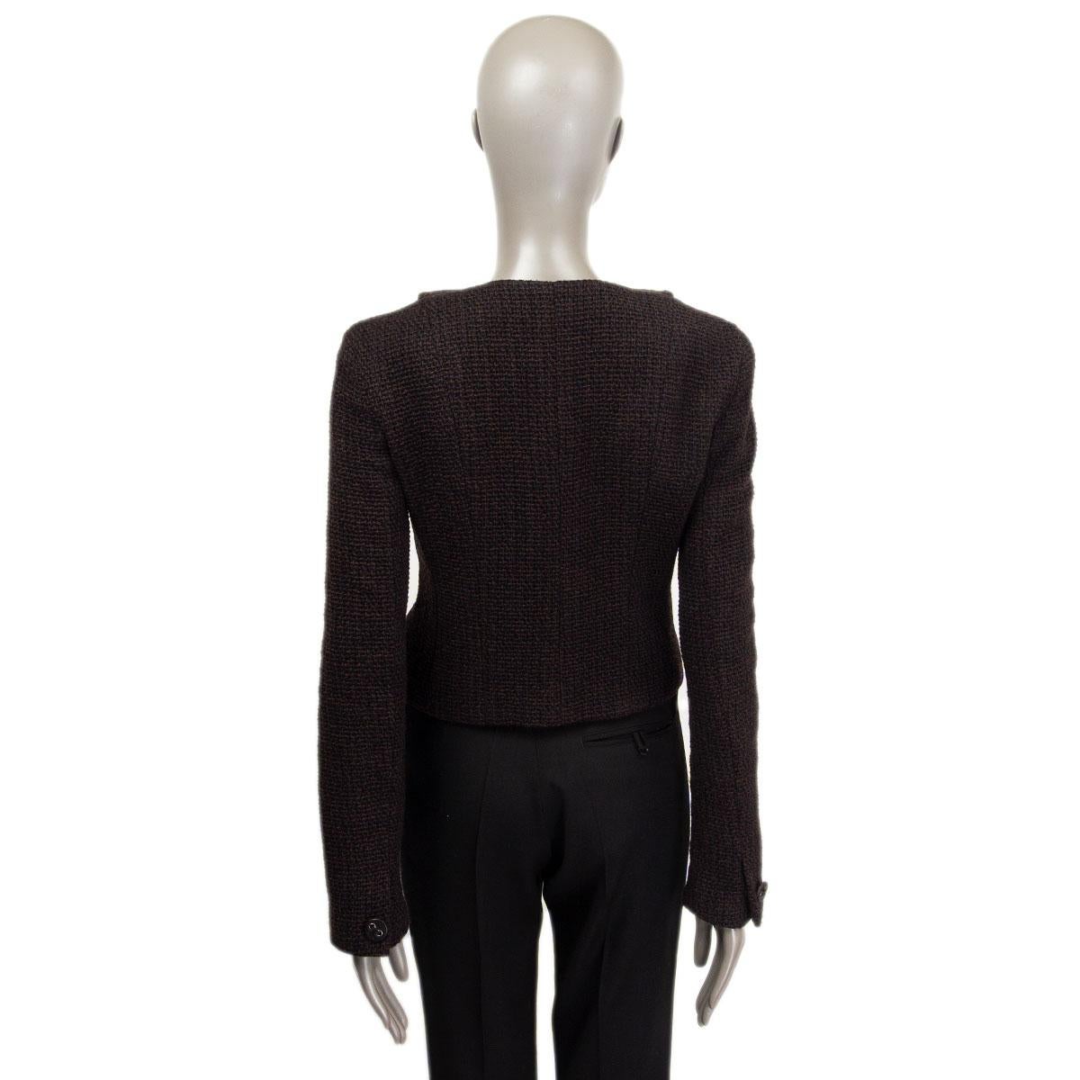 Women's CHANEL black & brown wool KNIT Blazer Jacket 38 S