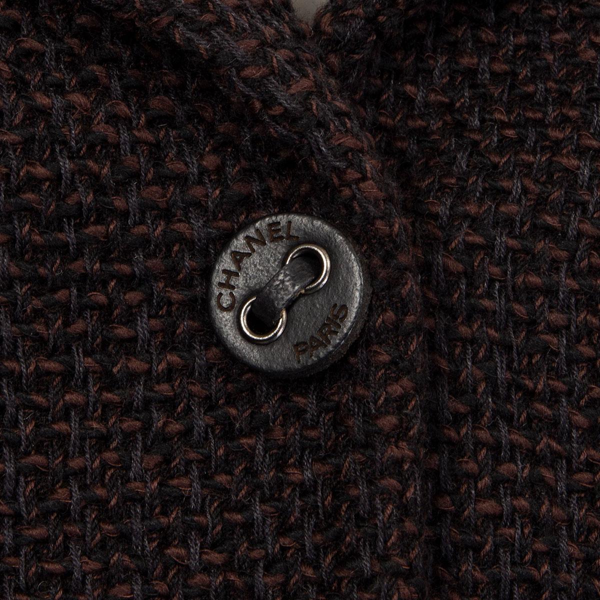 CHANEL black & brown wool KNIT Blazer Jacket 38 S 1