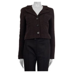 CHANEL black 
brown wool KNIT Blazer Jacket 38 S