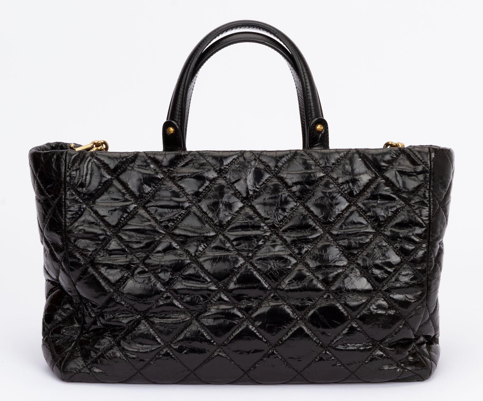 Chanel Black Brushed Reissue 2 Way Tote In Excellent Condition In West Hollywood, CA
