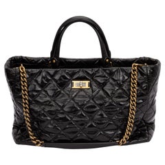 Chanel Schwarz gebürstete Reissue 2 Way Tote