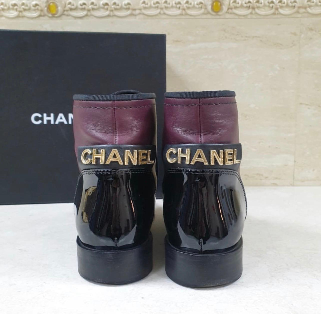 burgundy chanel boots