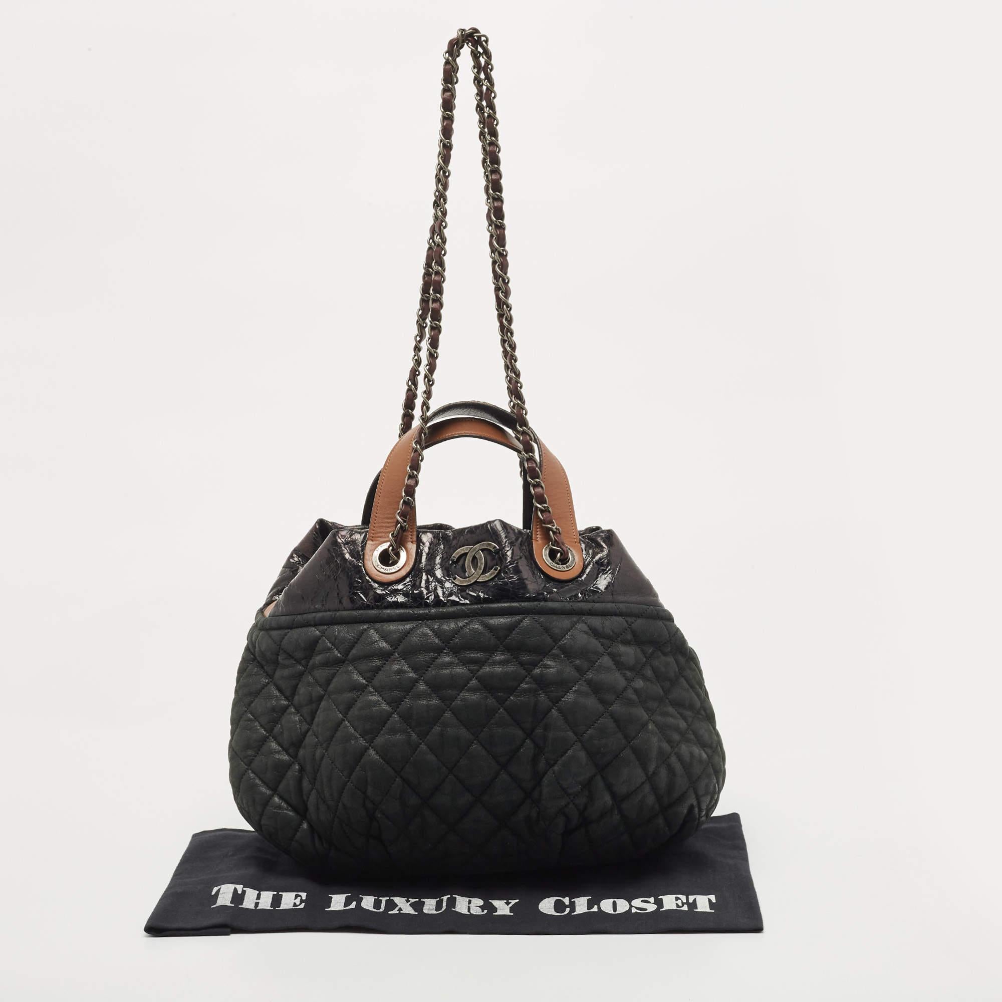 Chanel Black/Burgundy Quilted Nubuck and Leather In The Mix Bag 10