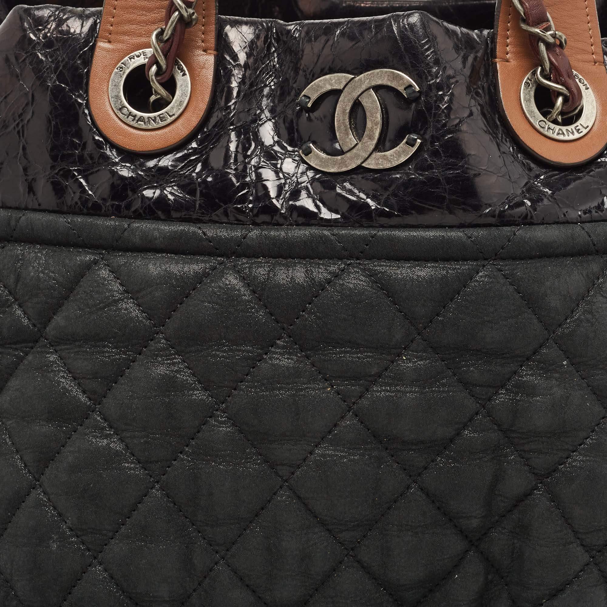 Chanel Black/Burgundy Quilted Nubuck and Leather In The Mix Bag 5