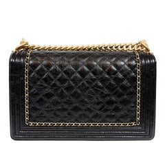 Chanel Black Calfskin Braided Jacket Large Boy Bag