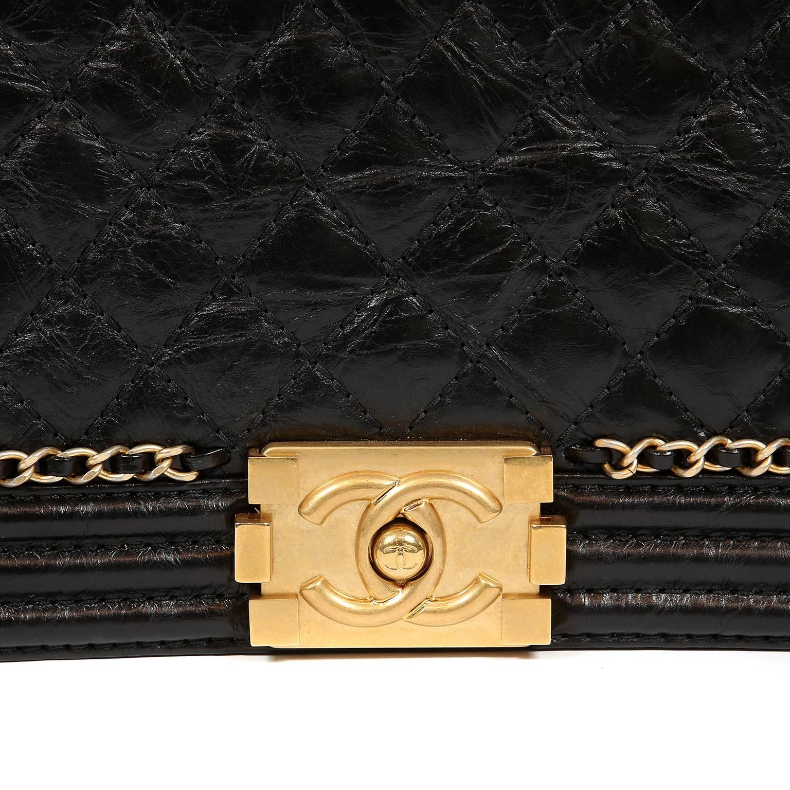 Chanel Black Calfskin Braided Jacket Large Boy Bag 2