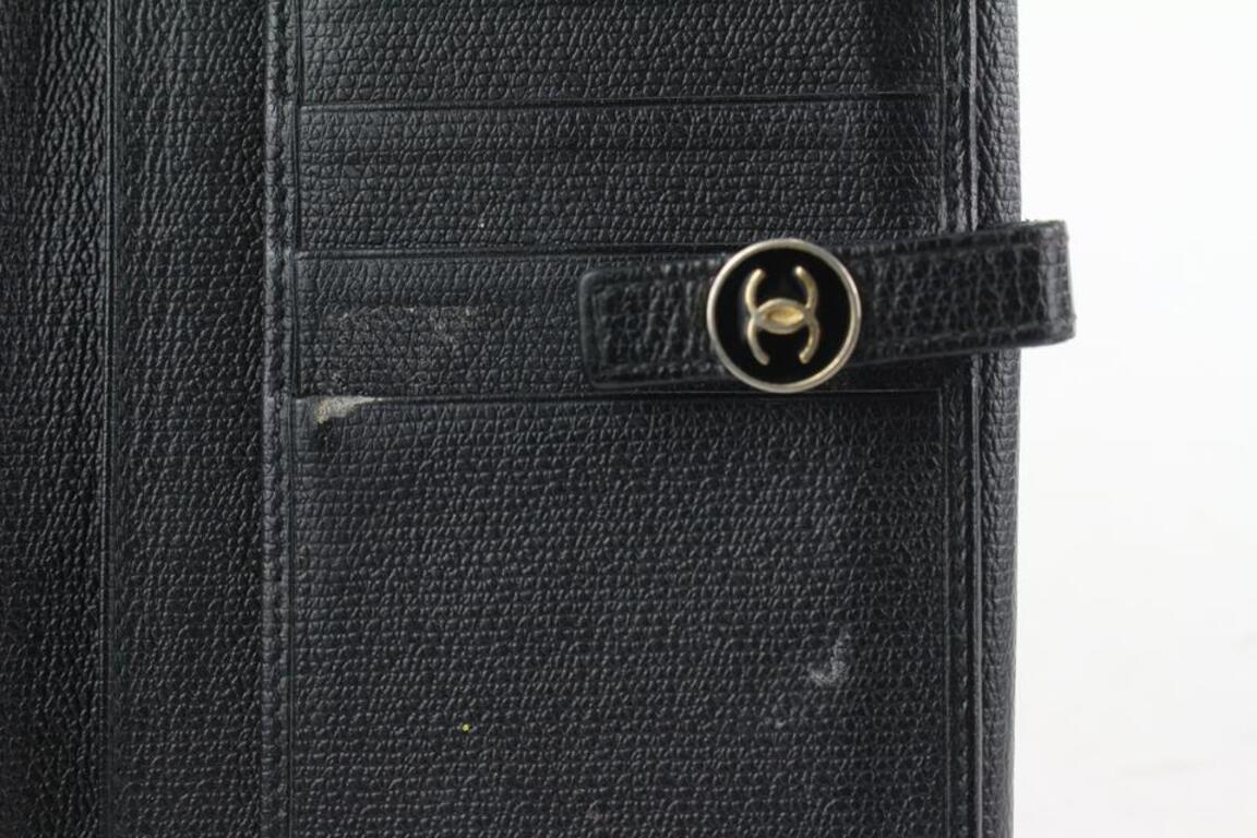 Women's Chanel Black Calfskin Button Line Long Flap Wallet 81cas630