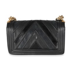 Chanel Schwarze Medium Boy Handtasche aus Kalbsleder Kaviar In The Mix Chevron