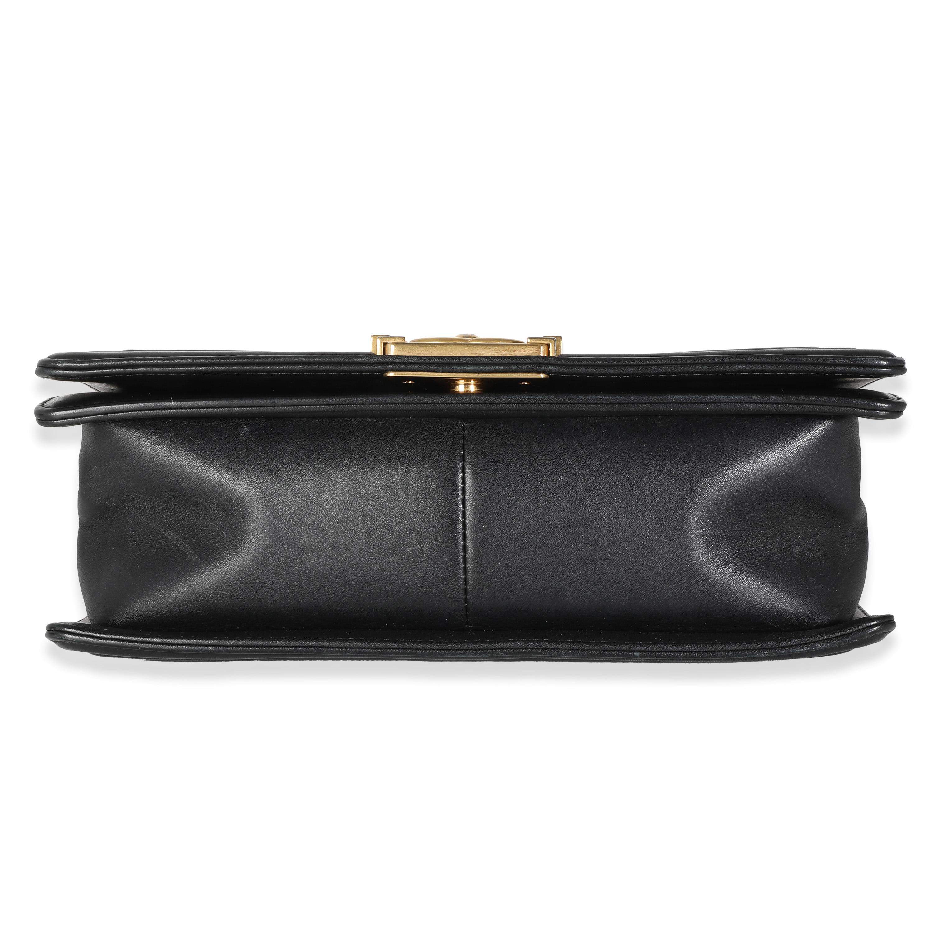 Chanel Black Calfskin Caviar In The Mix Chevron Old Medium Boy Handbag For Sale 4