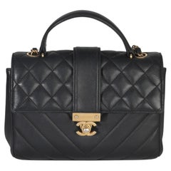 Chanel Black Calfskin Chevron Small In The City Bag