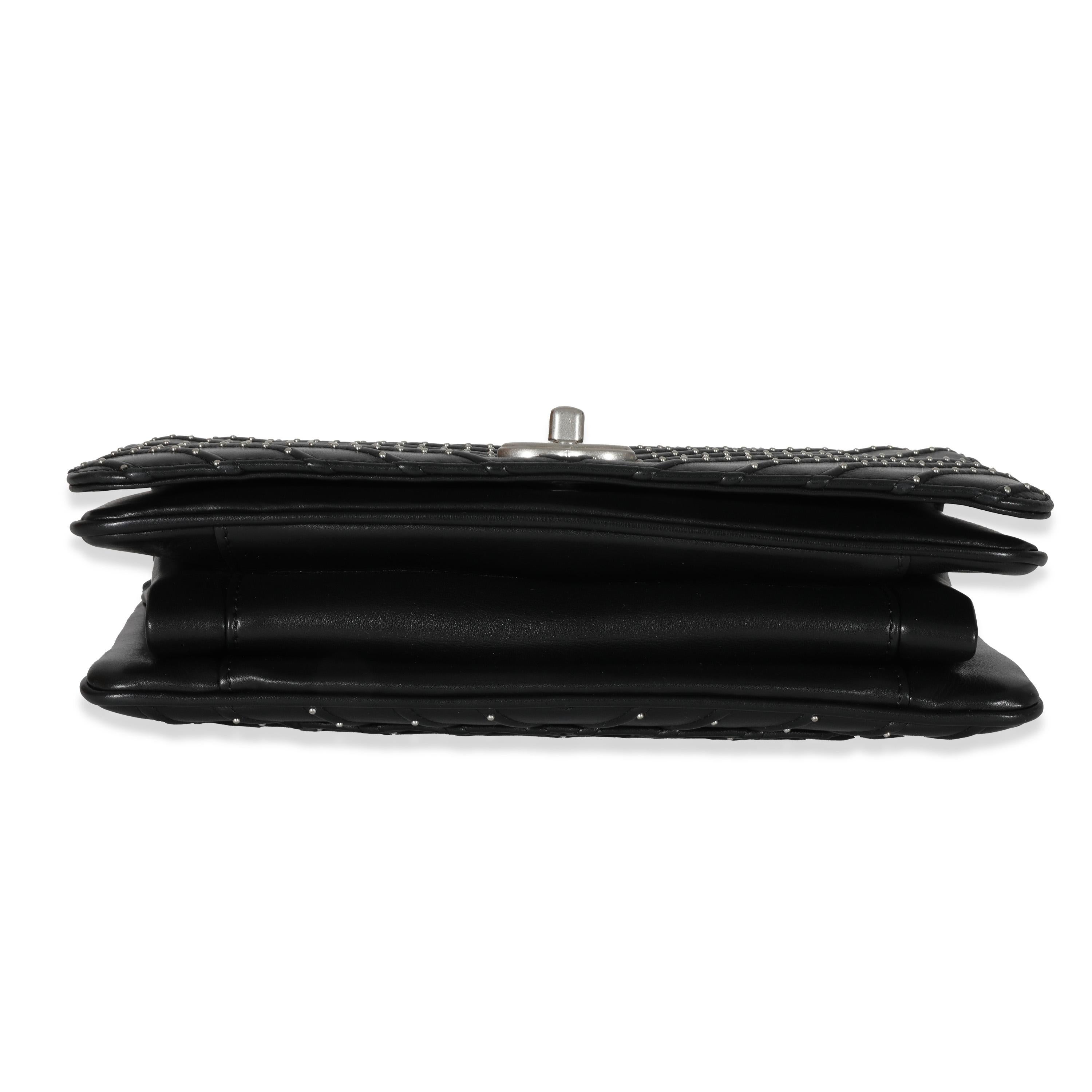 Chanel Black Calfskin Chevron Small Stud Wars Flap Bag 3