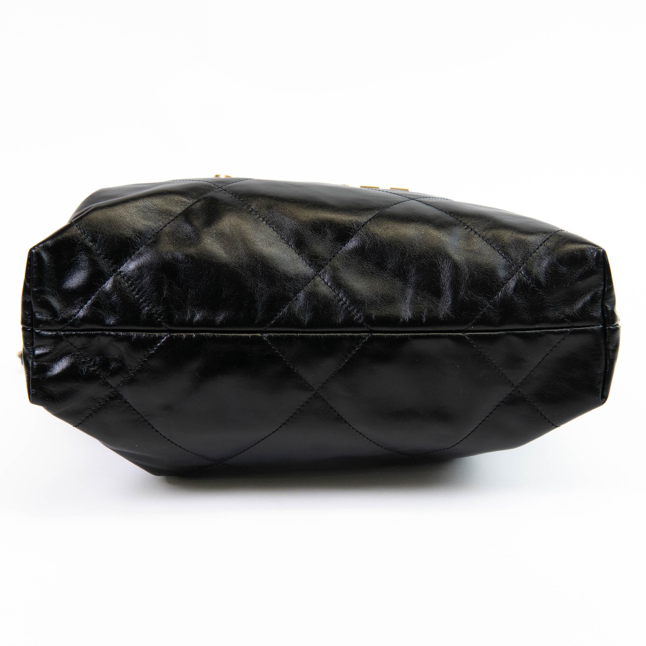 Chanel Black Calfskin Drawstring Chanel 22 Bag Medium Matching Pouch 3