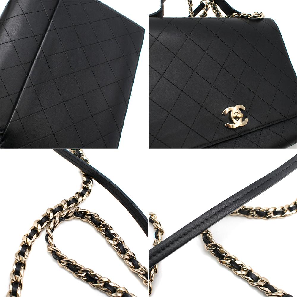 Chanel Black Calfskin Flap Bag with Top Handle 21cm 5