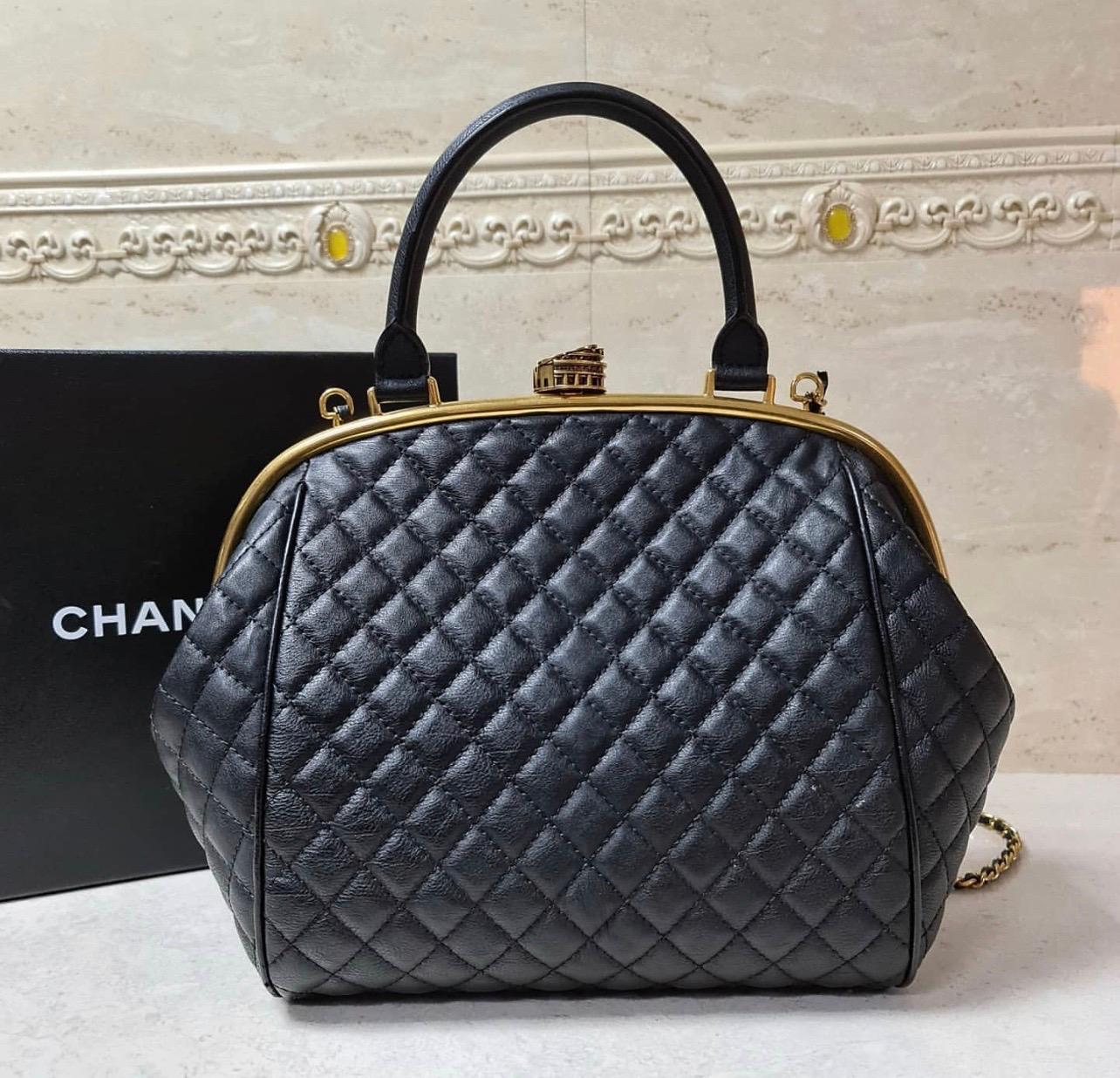 Chanel Black Calfskin Kiss-lock Bag 1