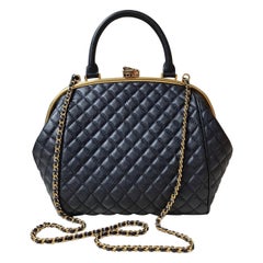 Chanel Black Calfskin Kiss-lock Bag