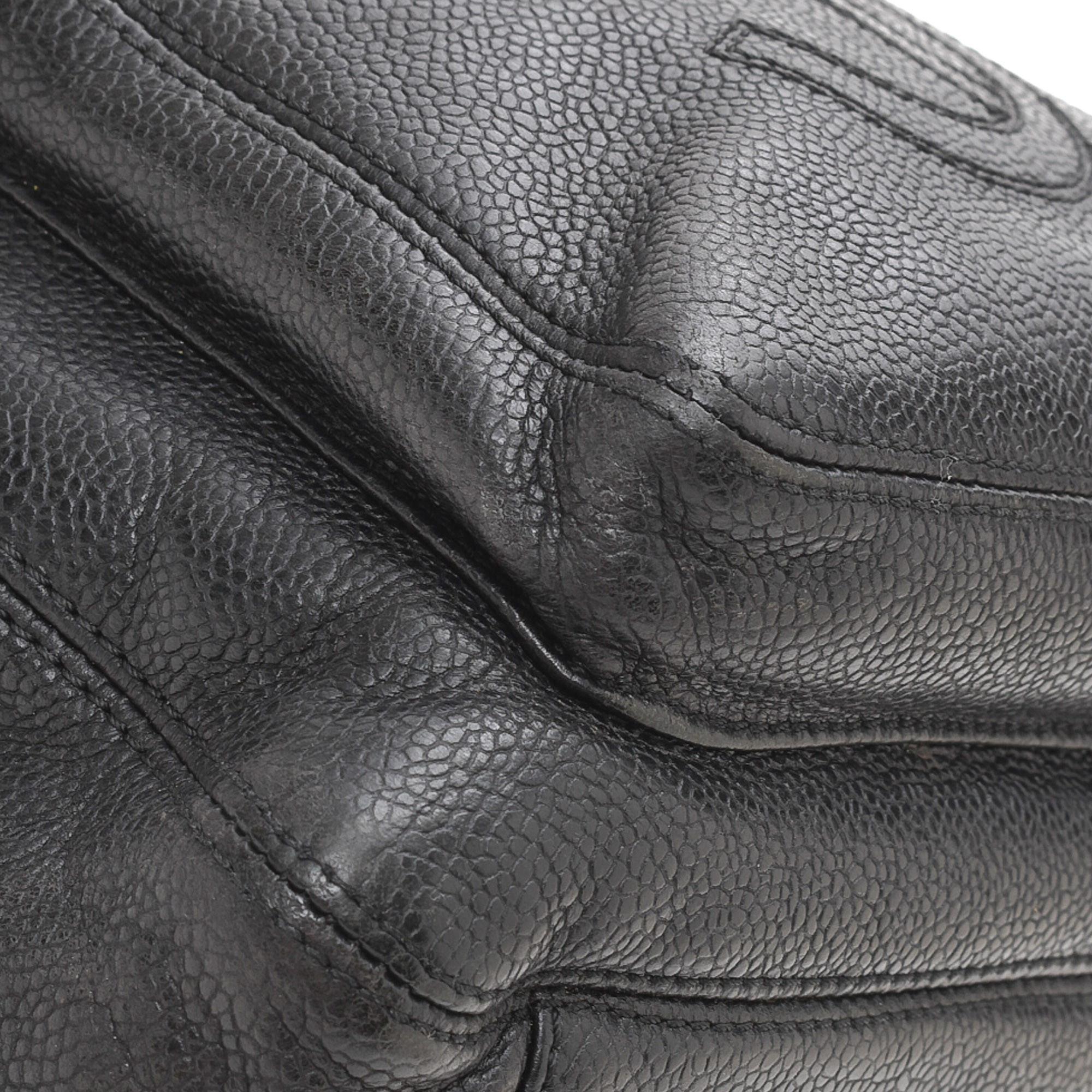 Chanel Black Calfskin Leather CC Caviar Backpack 6