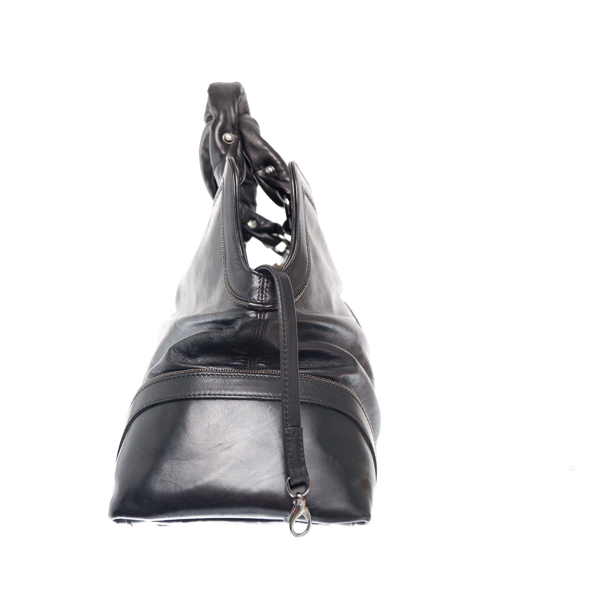 Chanel Black Calfskin Leather CC Doctor Bag In Good Condition In Irvine, CA