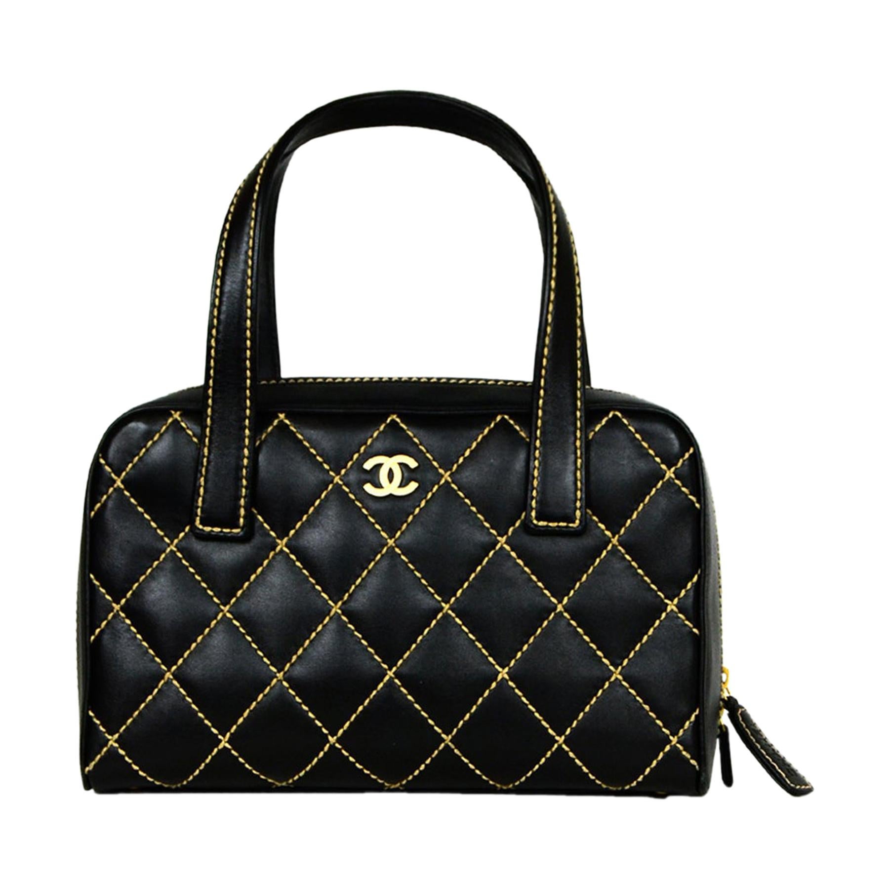 CHANEL Calfskin Quilted Small CC Bowling Bag White 675871