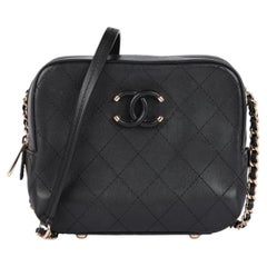 Chanel Black Calfskin Leather Mini Covered CC Camera Bag