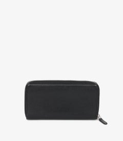 Chanel Black Calfskin Leather Pink Clover Classic Long Zip Wallet