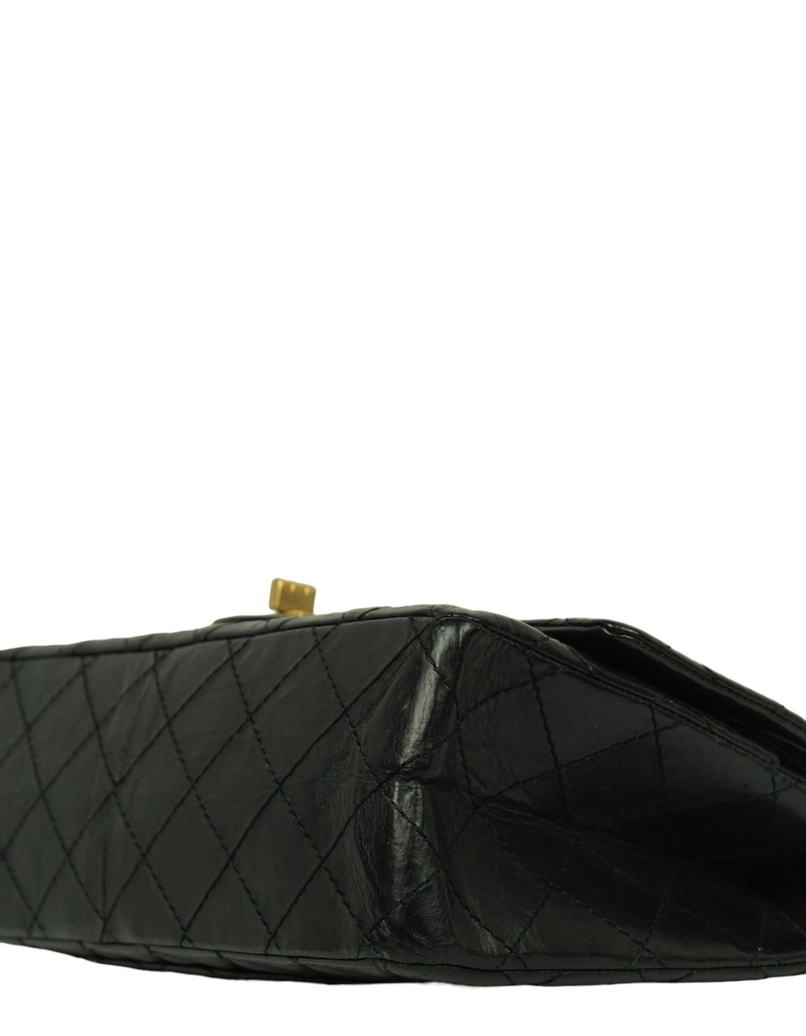 Chanel Black Calfskin Leather Quilted 2.55 Reissue 226 Flap Bag For Sale 1