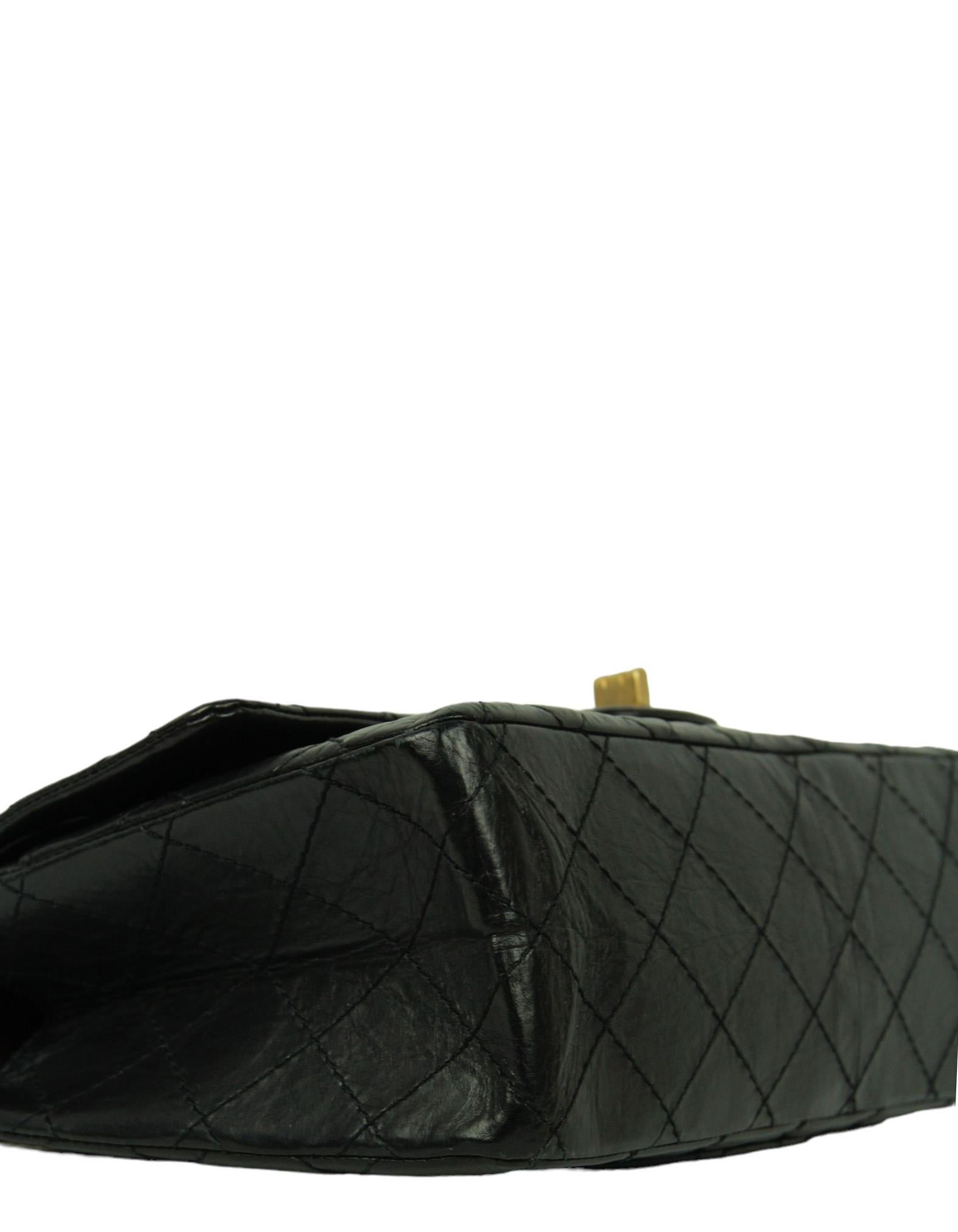 Chanel Black Calfskin Leather Quilted 2.55 Reissue 226 Flap Bag For Sale 2