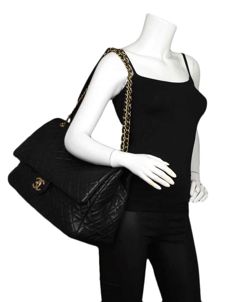 Chanel Black Calfskin Leather Quilted Airline Xxl Cc Classic Flap Travel  Bag For Sale At 1Stdibs