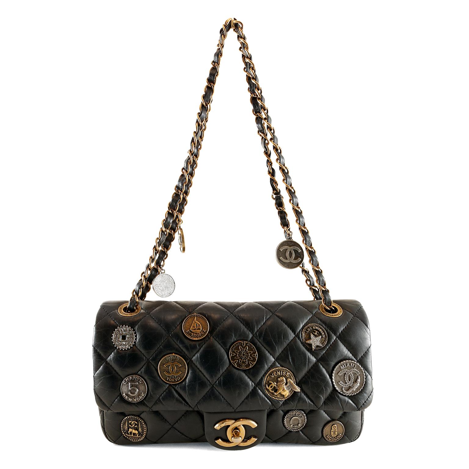 Chanel Black Calfskin Medallion Flap Bag 3