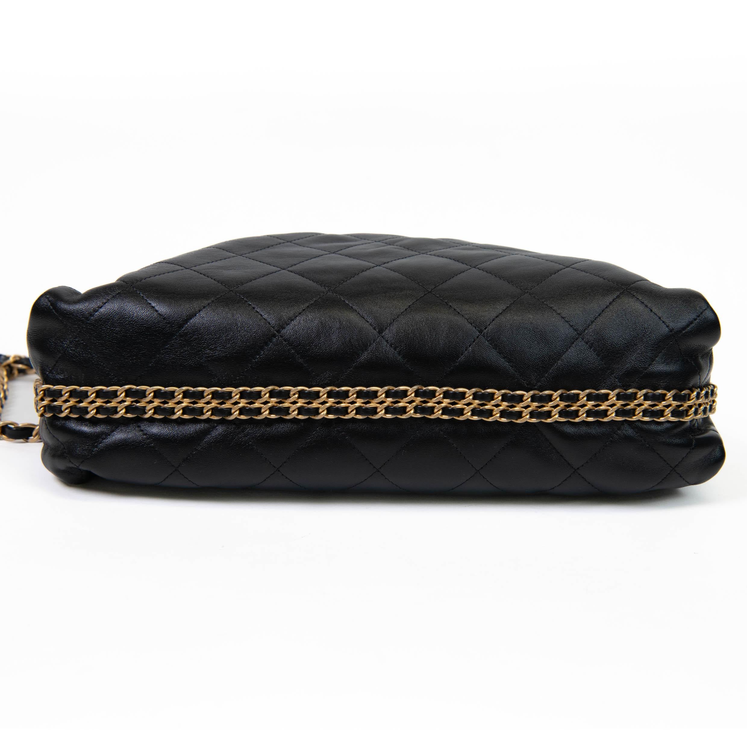 Women's or Men's Chanel Black Calfskin Quilted Coco Shelter Bowling Bag