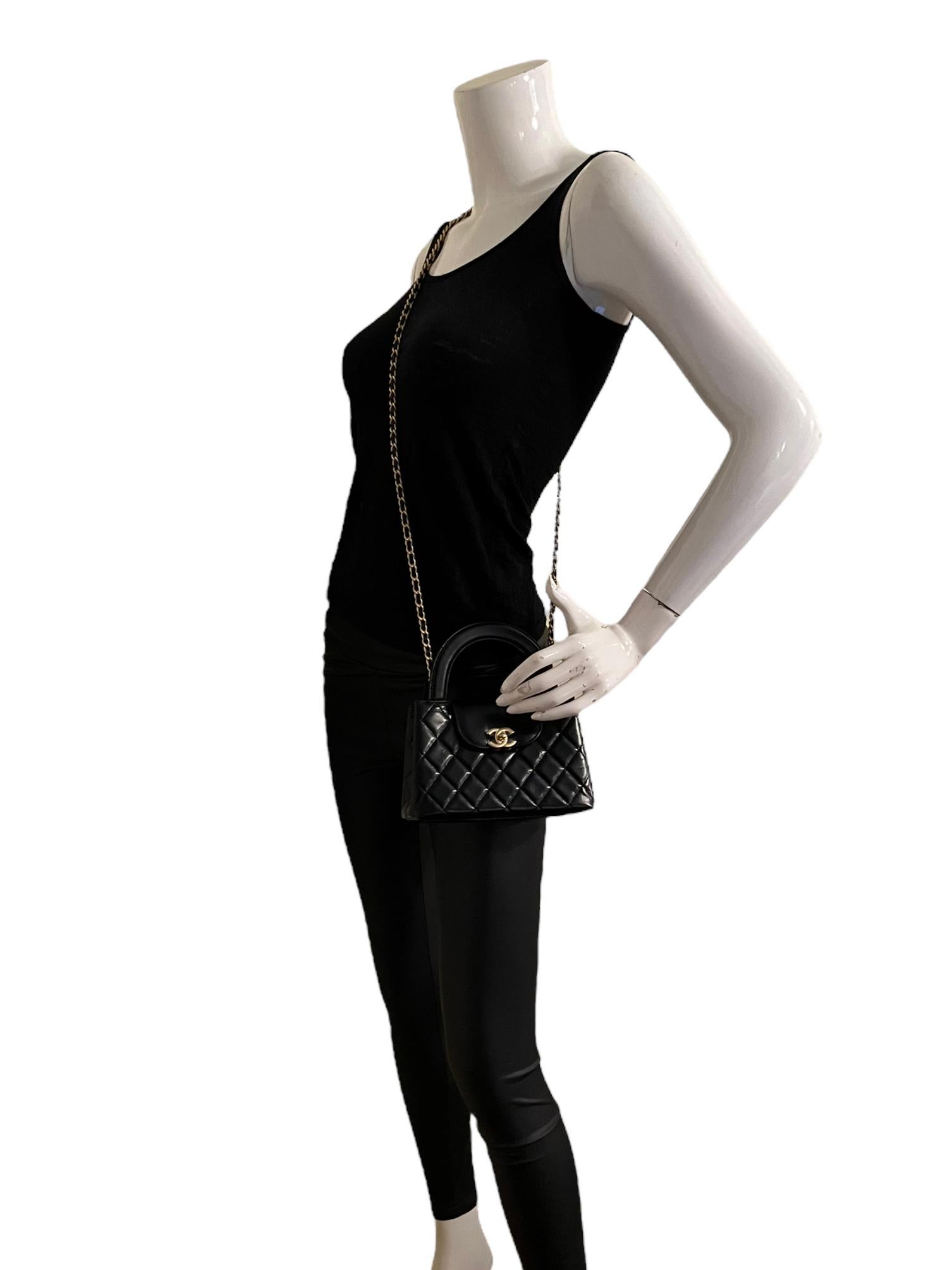 Chanel Black Calfskin Quilted Nano Kelly Shopper Bag 6