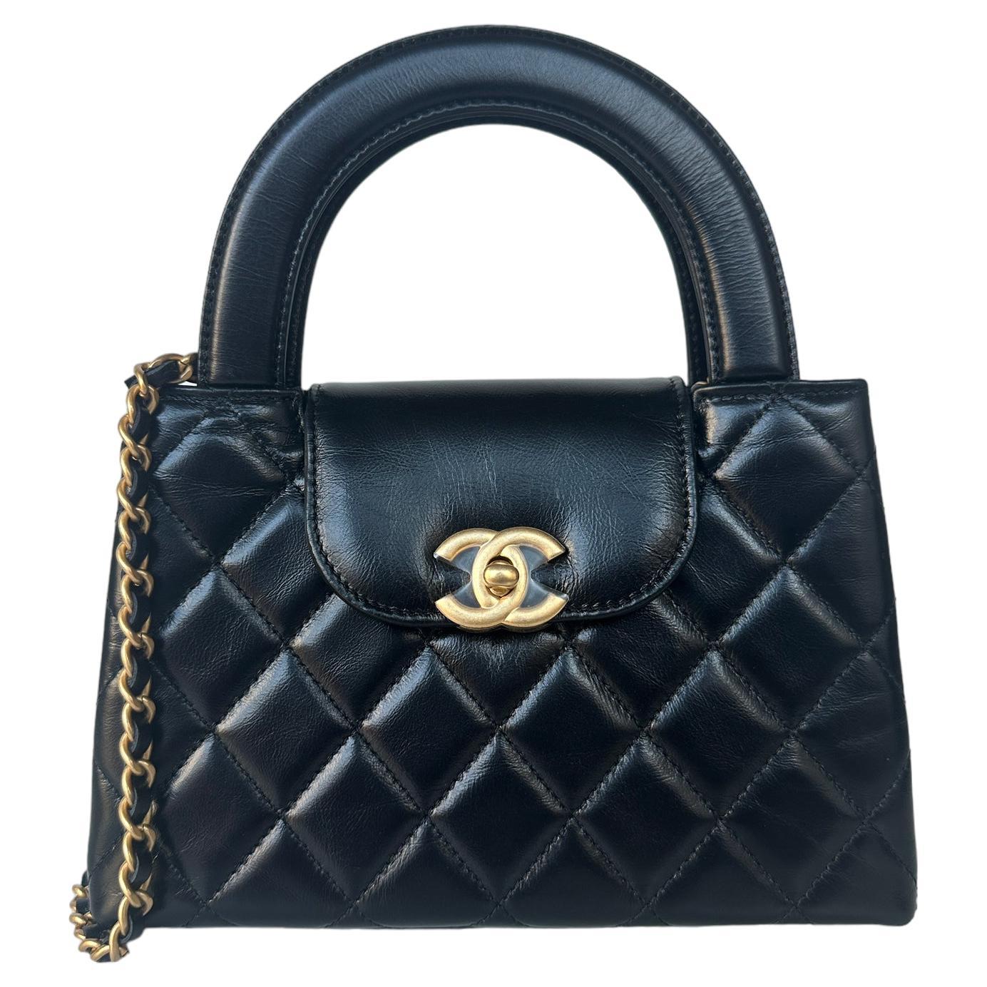 Chanel Black Calfskin Quilted Nano Kelly Shopper Bag