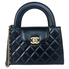 Chanel Black Calfskin Quilted Nano Kelly Shopper Bag