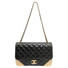 Chanel Black Calfskin Quilted Rock The Corner Flap
