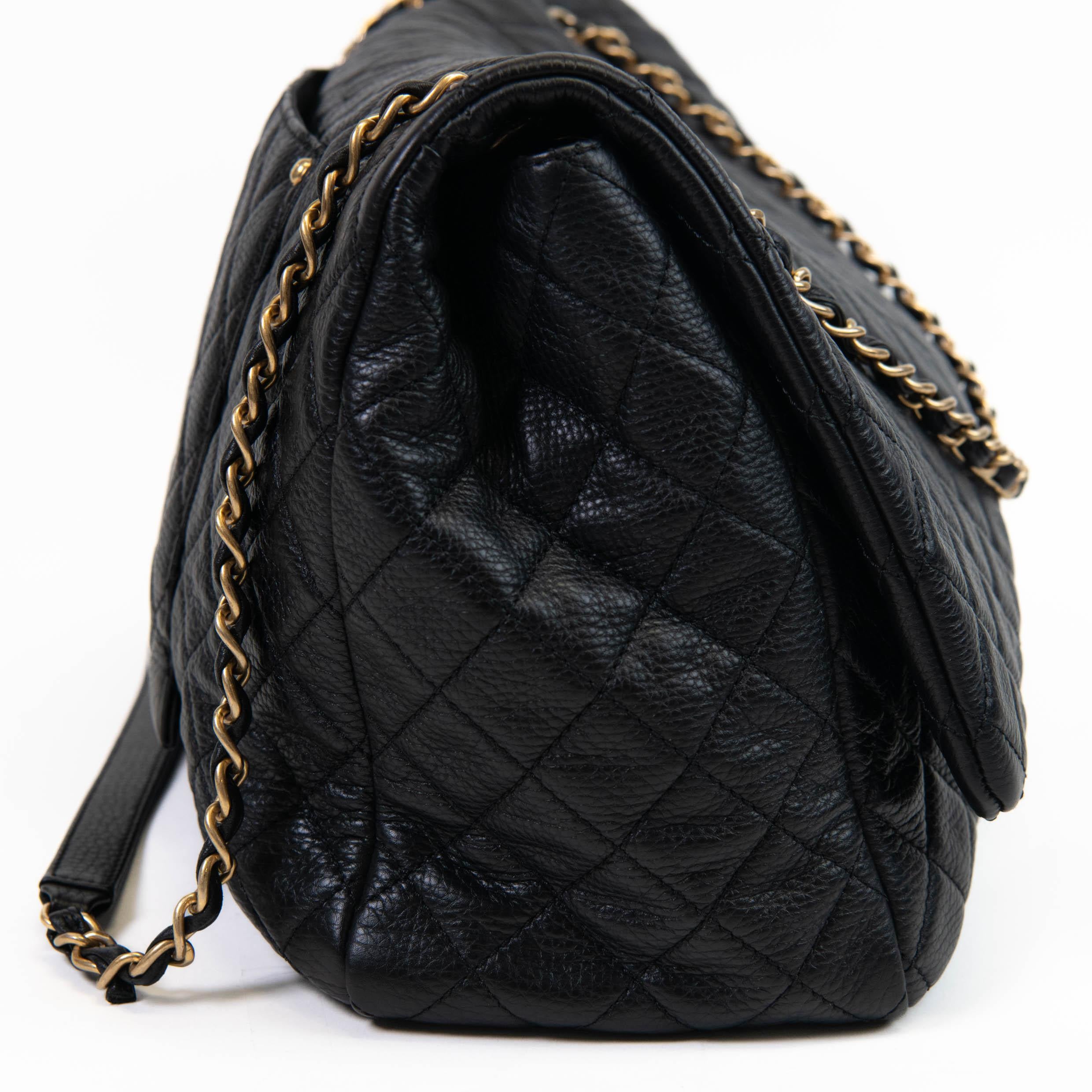 Women's or Men's Chanel Black Calfskin Quilted XXL Travel Flap Bag