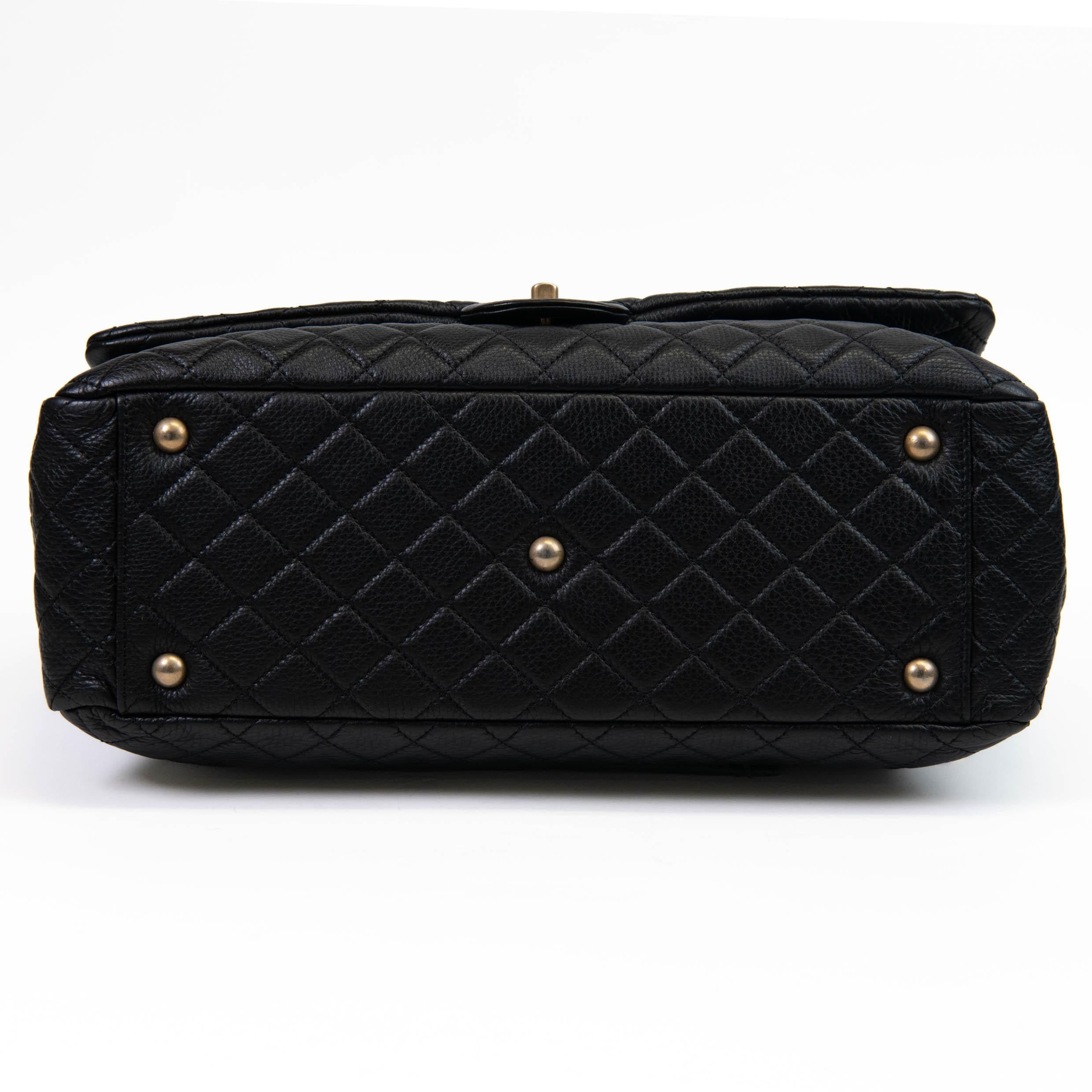 Chanel Black Calfskin Quilted XXL Travel Flap Bag 2