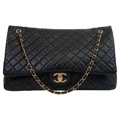 Chanel Black Calfskin Quilted XXL Travel Flap Bag