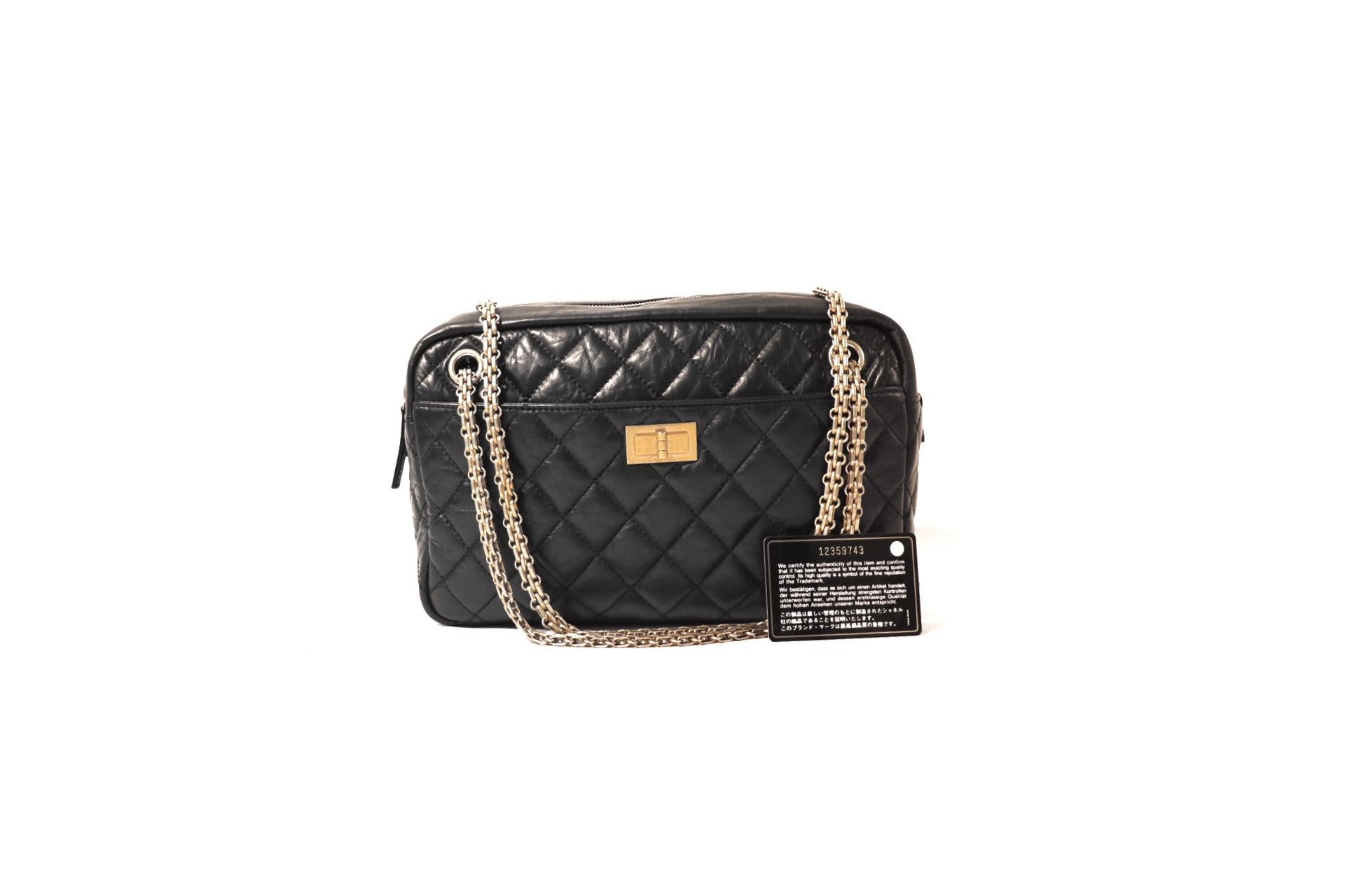 Women's Chanel Black Calfskin Reissue 2.55 Camera Bag