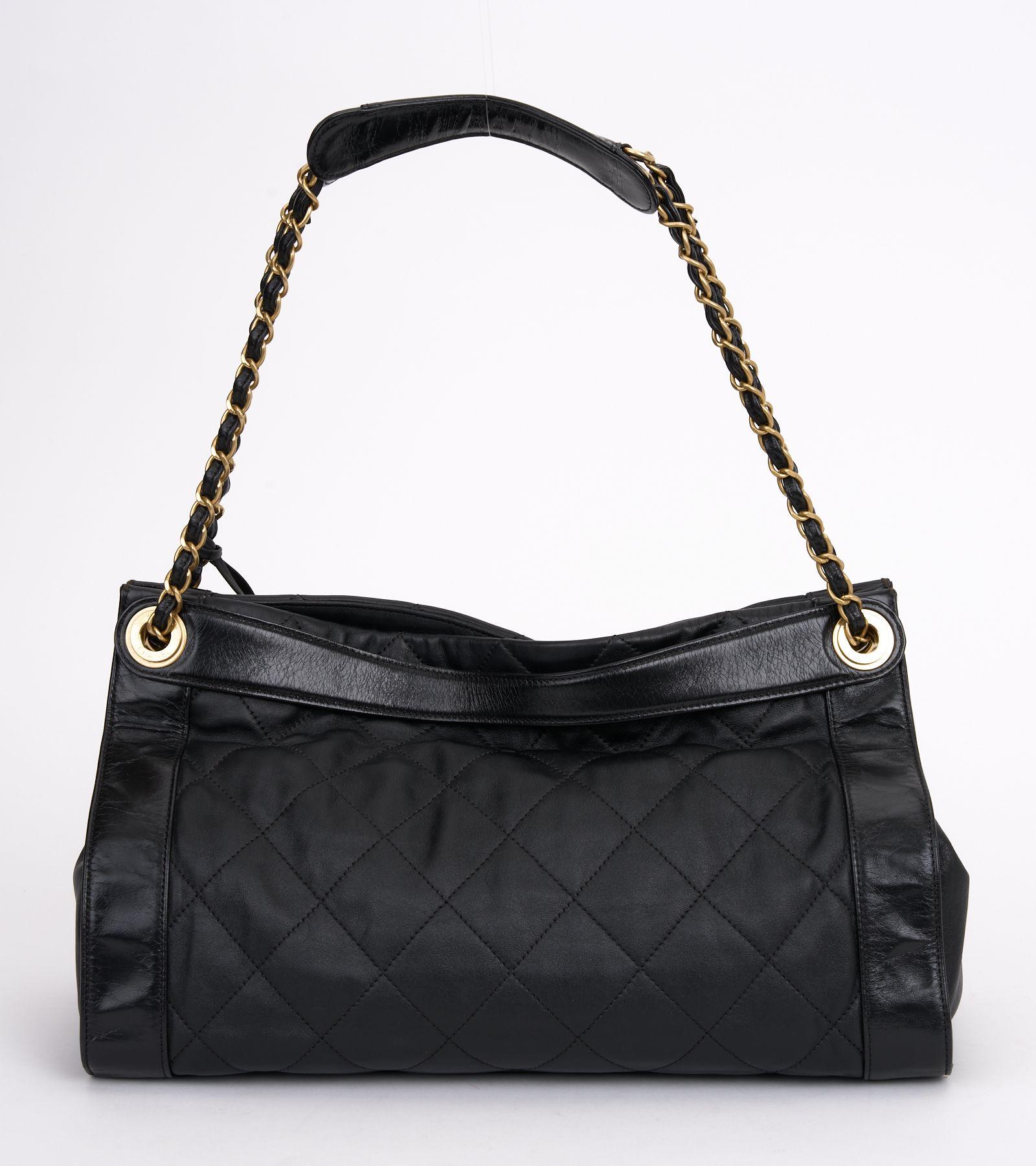 Women's Chanel Black Calfskin Shopper Tote For Sale