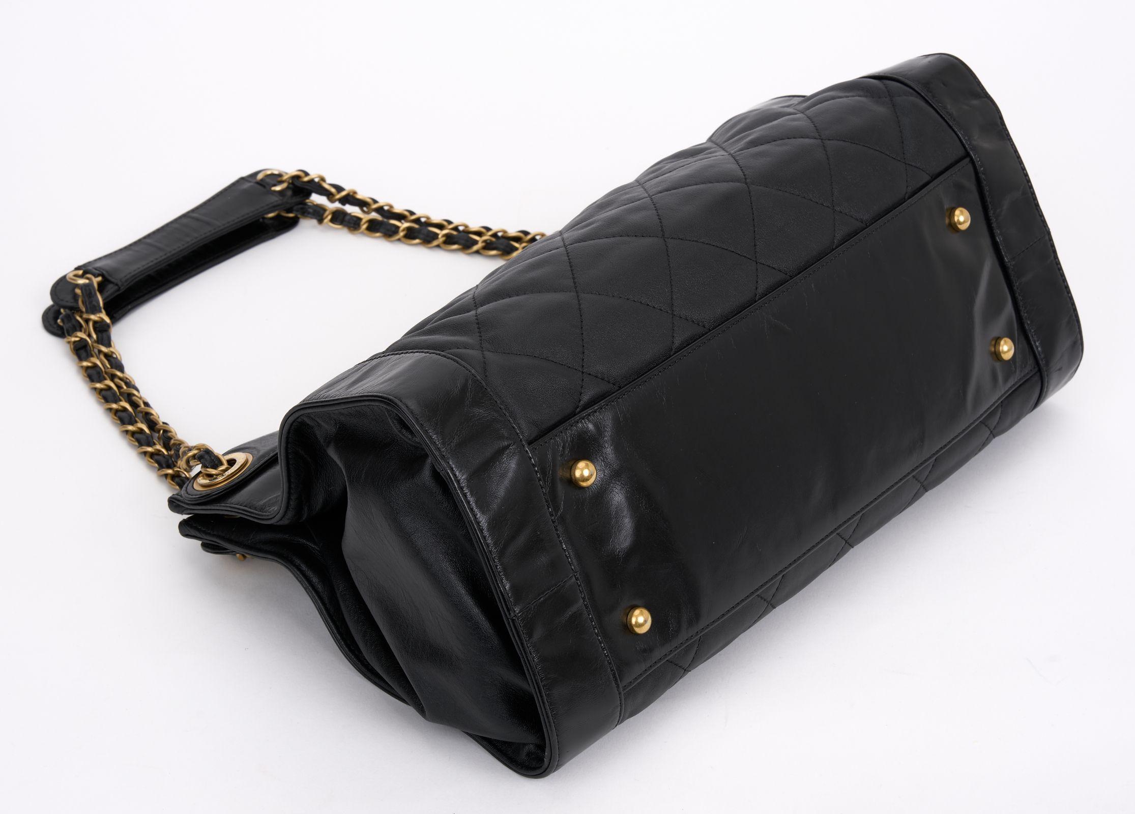 Chanel Black Calfskin Shopper Tote For Sale 1