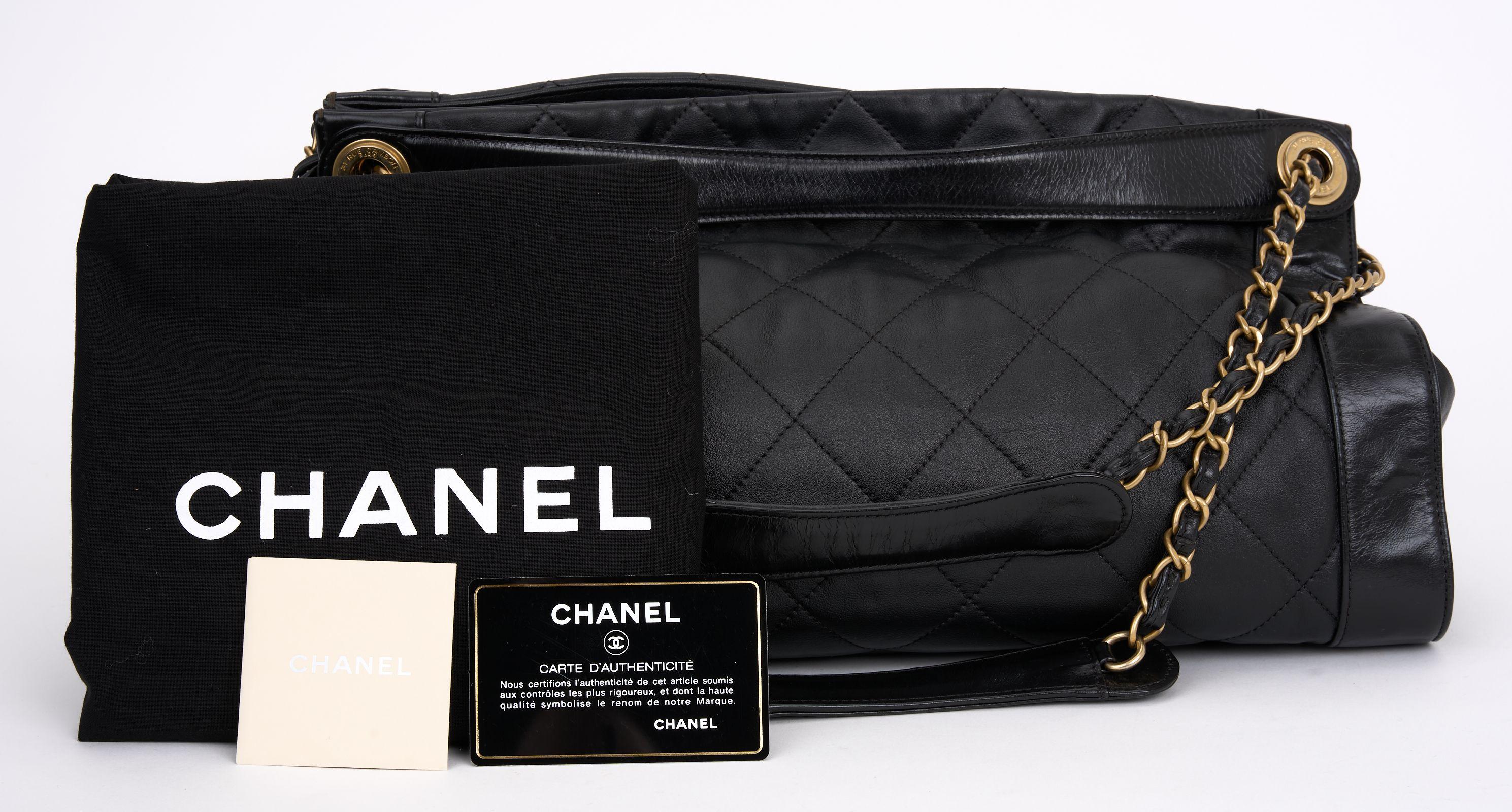 Chanel Black Calfskin Shopper Tote For Sale 4