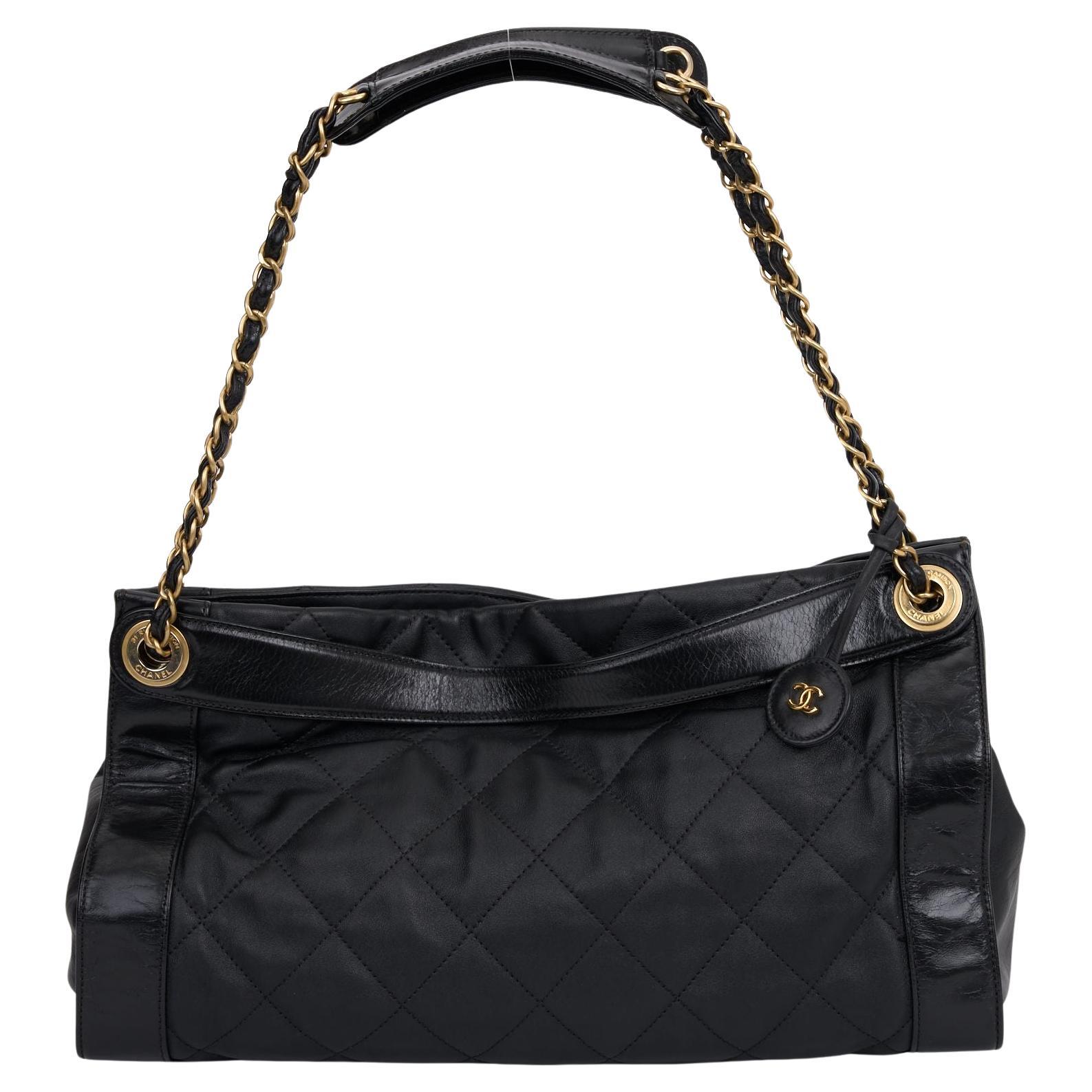 Chanel Black Calfskin Shopper Tote For Sale