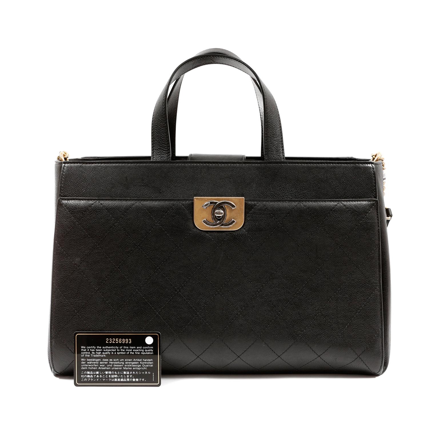 Chanel Black Calfskin Straight Lines Tote 1