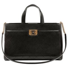 Chanel Black Calfskin Straight Lines Tote