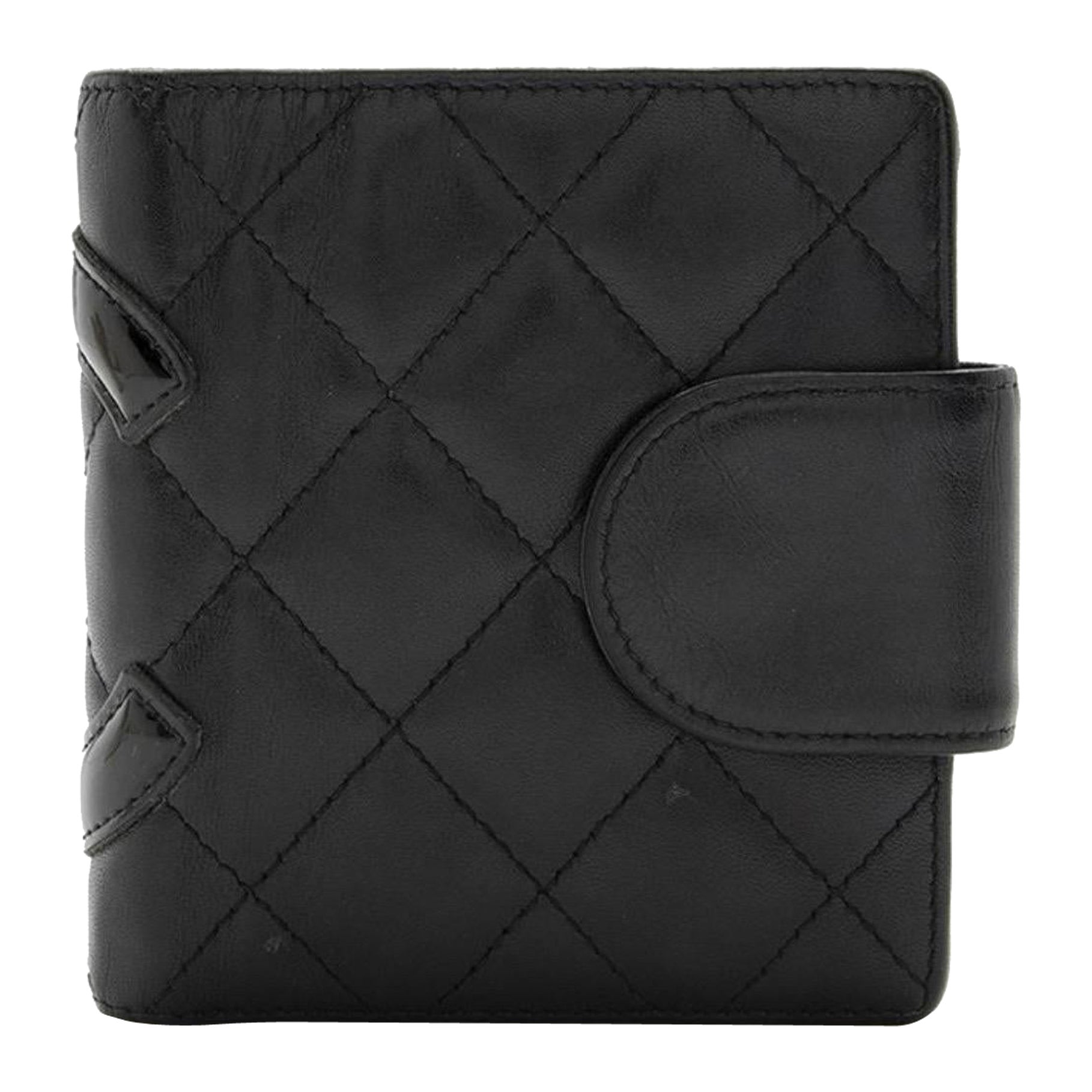 Chanel Black Cambon Quilted Leather Compact Wallet Hot pink Inside