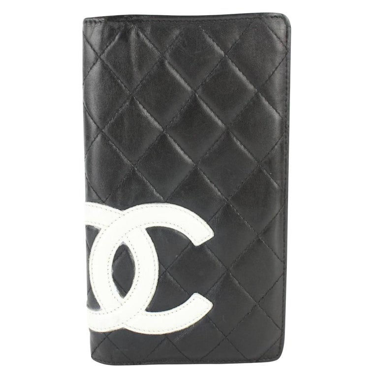 Chanel Black Cambon Quilted Ligne Long Bifold Yen 4cz0130 Wallet